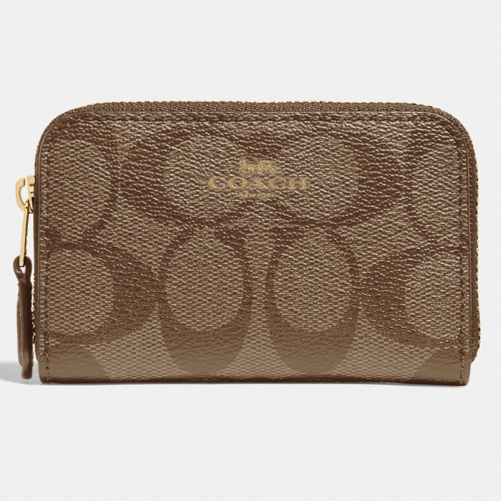 Coach Zip Around Coin Case In Signature Canvas